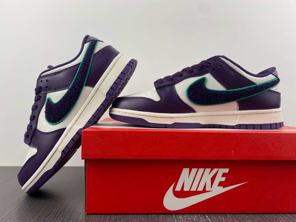 from SB Dunk Low Chenille Swoosh DQ7683-100